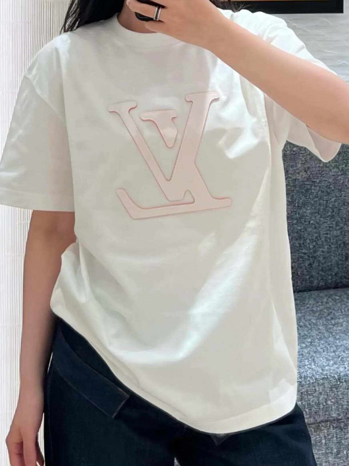 Louis Vuitton/Louis Vuitton laser cut logo short sleeves